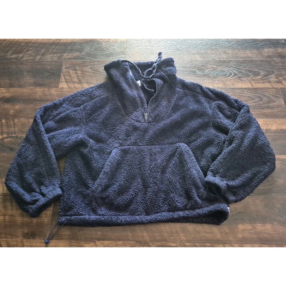 Free People Movement half zip sherpa size SP Navy Blue Sherpa Pockets